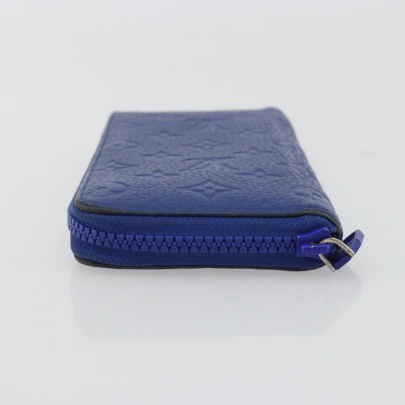 LOUIS VUITTON Taurillon Clemence Monogram Zippy Wallet Blue M80791 Auth 189644