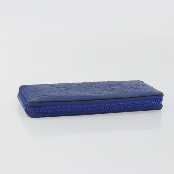 LOUIS VUITTON Taurillon Clemence Monogram Zippy Wallet Blue M80791 Auth 189644