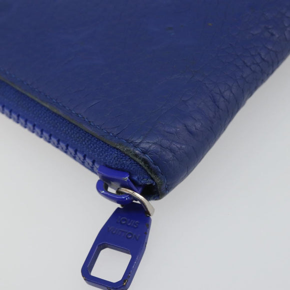 LOUIS VUITTON Taurillon Clemence Monogram Zippy Wallet Blue M80791 Auth 189644