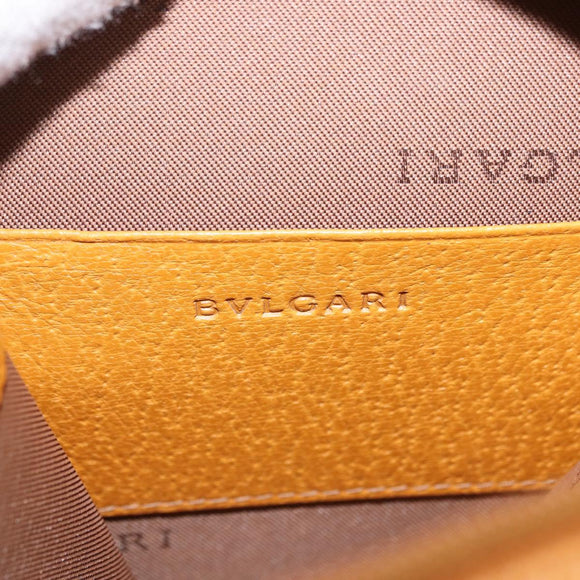 BVLGARI Shoulder Bag Leather Brown Gold Auth 189645A