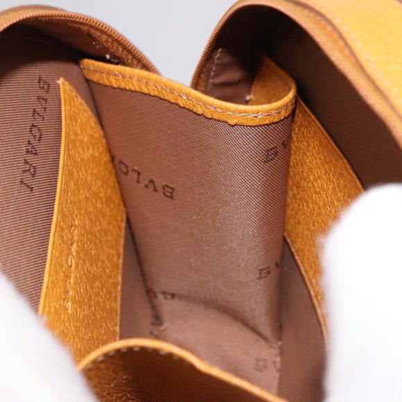 BVLGARI Shoulder Bag Leather Brown Gold Auth 189645A