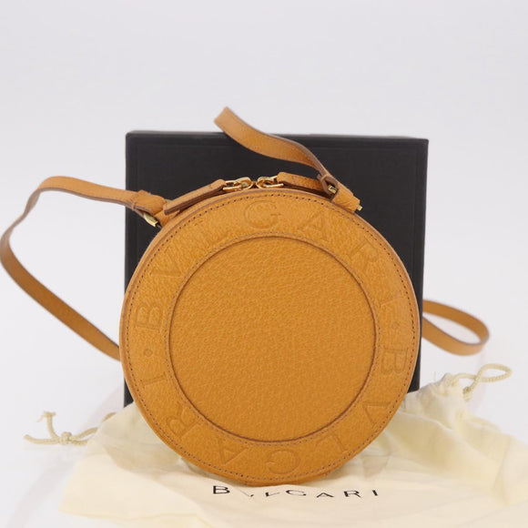 BVLGARI Shoulder Bag Leather Brown Gold Auth 189645A