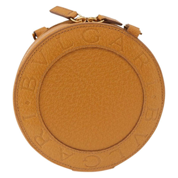 BVLGARI Shoulder Bag Leather Brown Gold Auth 189645A
