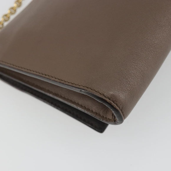 Salvatore Ferragamo Gancini Chain Shoulder Bag Leather Gray Gold Auth 189649
