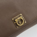 Salvatore Ferragamo Gancini Chain Shoulder Bag Leather Gray Gold Auth 189649-17