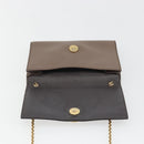 Salvatore Ferragamo Gancini Chain Shoulder Bag Leather Gray Gold Auth 189649-18