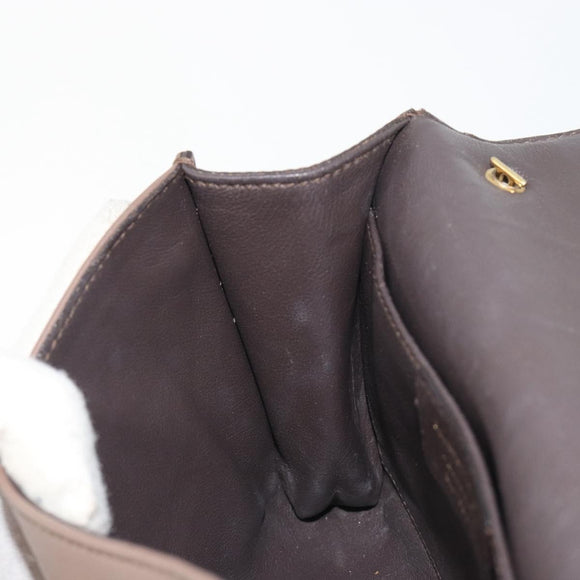 Salvatore Ferragamo Gancini Chain Shoulder Bag Leather Gray Gold Auth 189649