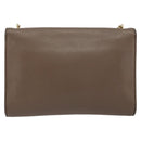 Salvatore Ferragamo Gancini Chain Shoulder Bag Leather Gray Gold Auth 189649-2