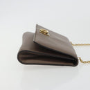 Salvatore Ferragamo Gancini Chain Shoulder Bag Leather Gray Gold Auth 189649-3