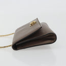 Salvatore Ferragamo Gancini Chain Shoulder Bag Leather Gray Gold Auth 189649-4