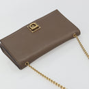 Salvatore Ferragamo Gancini Chain Shoulder Bag Leather Gray Gold Auth 189649-6