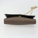 Salvatore Ferragamo Gancini Chain Shoulder Bag Leather Gray Gold Auth 189649-5