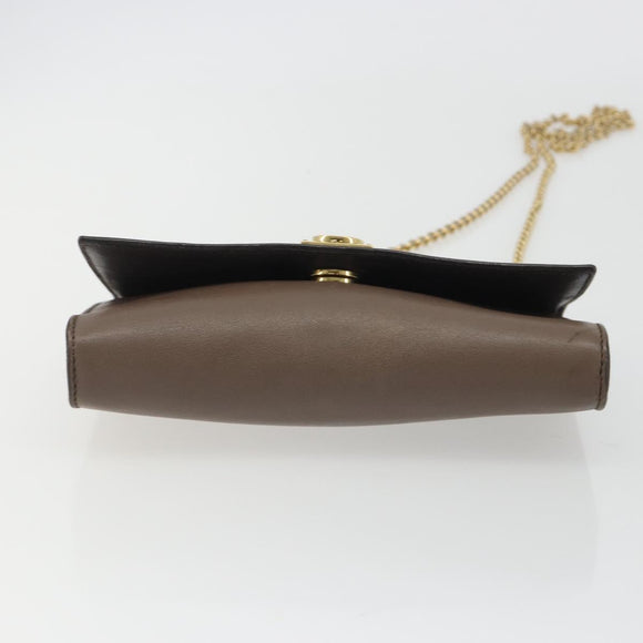 Salvatore Ferragamo Gancini Chain Shoulder Bag Leather Gray Gold Auth 189649