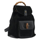 GUCCI Bamboo Backpack Suede Black Gold 003 1705 0030 Auth 189651-1
