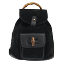 GUCCI Bamboo Backpack Suede Black Gold 003 1705 0030 Auth 189651-13