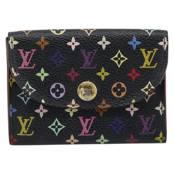 LOUIS VUITTON Multicolor Envelope Carte de Visite Case Black M66561 Auth 189659