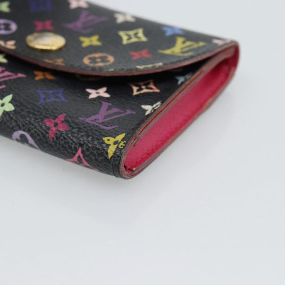 LOUIS VUITTON Multicolor Envelope Carte de Visite Case Black M66561 Auth 189659