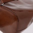 CARTIER PANTHERE Shoulder Bag Patent Leather Brown Silver Auth 189661-15