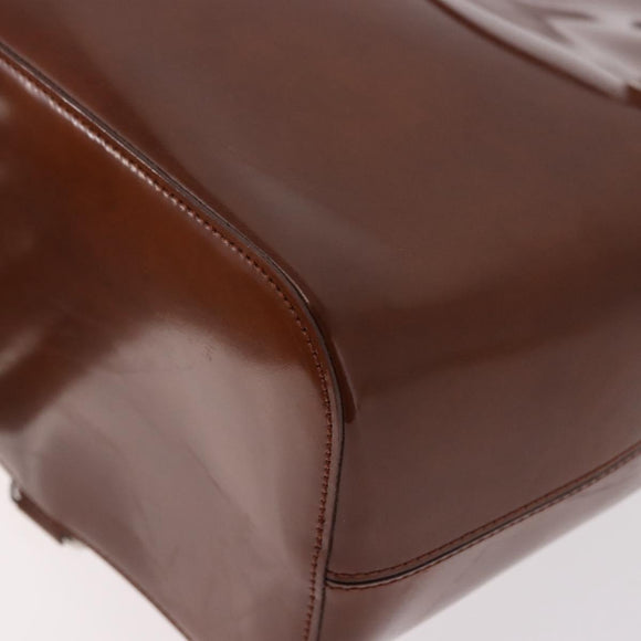 CARTIER PANTHERE Shoulder Bag Patent Leather Brown Silver Auth 189661