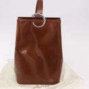 CARTIER PANTHERE Shoulder Bag Patent Leather Brown Silver Auth 189661-12