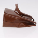 CARTIER PANTHERE Shoulder Bag Patent Leather Brown Silver Auth 189661-3
