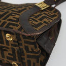 FENDI Zucca Canvas Shoulder Bag Brown Black Auth 189662-9