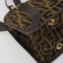 FENDI Zucca Canvas Shoulder Bag Brown Black Auth 189662-14