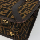 FENDI Zucca Canvas Shoulder Bag Brown Black Auth 189662-15