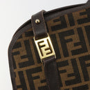 FENDI Zucca Canvas Shoulder Bag Brown Black Auth 189662-17