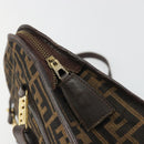 FENDI Zucca Canvas Shoulder Bag Brown Black Auth 189662-10