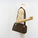 FENDI Zucca Canvas Shoulder Bag Brown Black Auth 189662-22