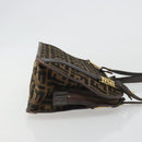 FENDI Zucca Canvas Shoulder Bag Brown Black Auth 189662-3