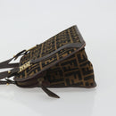 FENDI Zucca Canvas Shoulder Bag Brown Black Auth 189662-4