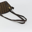 FENDI Zucca Canvas Shoulder Bag Brown Black Auth 189662-7
