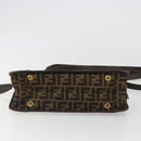 FENDI Zucca Canvas Shoulder Bag Brown Black Auth 189662-5