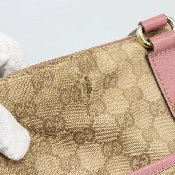 GUCCI GG Canvas Tote Bag Beige Gold 163288 Auth 189663