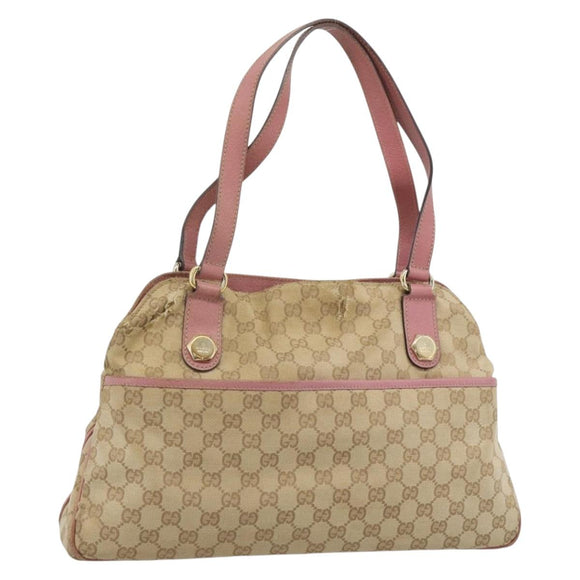 GUCCI GG Canvas Tote Bag Beige Gold 163288 Auth 189663
