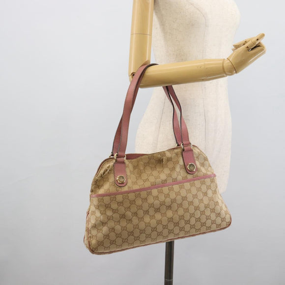 GUCCI GG Canvas Tote Bag Beige Gold 163288 Auth 189663