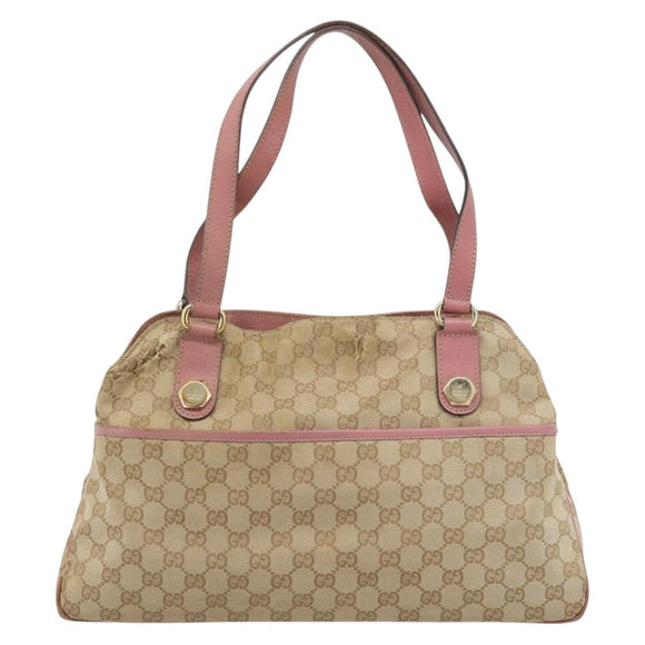 GUCCI GG Canvas Tote Bag Beige Gold 163288 Auth 189663