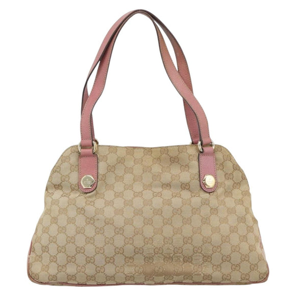 GUCCI GG Canvas Tote Bag Beige Gold 163288 Auth 189663