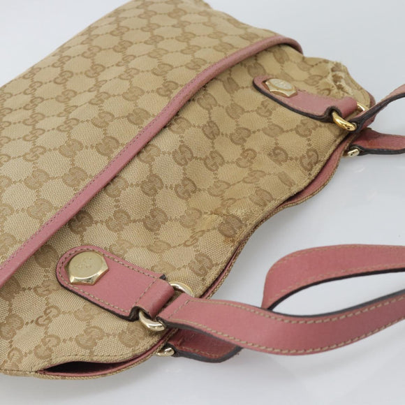 GUCCI GG Canvas Tote Bag Beige Gold 163288 Auth 189663