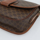 CELINE Macadam Canvas Shoulder Bag PVC Leather Brown Gold Auth 189670-14