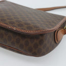 CELINE Macadam Canvas Shoulder Bag PVC Leather Brown Gold Auth 189670-16