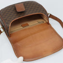 CELINE Macadam Canvas Shoulder Bag PVC Leather Brown Gold Auth 189670-10