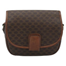 CELINE Macadam Canvas Shoulder Bag PVC Leather Brown Gold Auth 189670-13