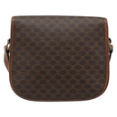 CELINE Macadam Canvas Shoulder Bag PVC Leather Brown Gold Auth 189670-2