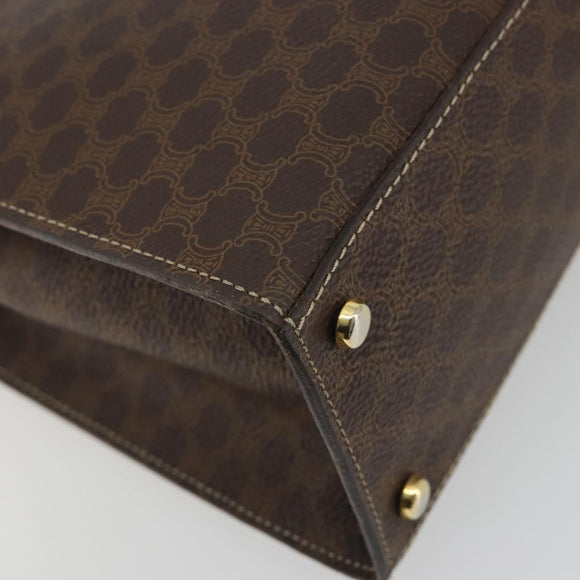 CELINE Macadam Canvas Hand Bag PVC Leather Brown Gold Auth 189671