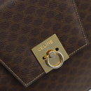CELINE Macadam Canvas Hand Bag PVC Leather Brown Gold Auth 189671-14