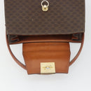 CELINE Macadam Canvas Hand Bag PVC Leather Brown Gold Auth 189671-15