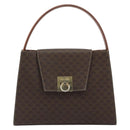 CELINE Macadam Canvas Hand Bag PVC Leather Brown Gold Auth 189671-2